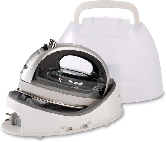 Panasonic NI-WL600 Cordless, Portable 1500W Contoured Multi-Directional Steam/Dry Iron, Stainless Steel Soleplate, Power Base and Carrying/Storage Case, Silver