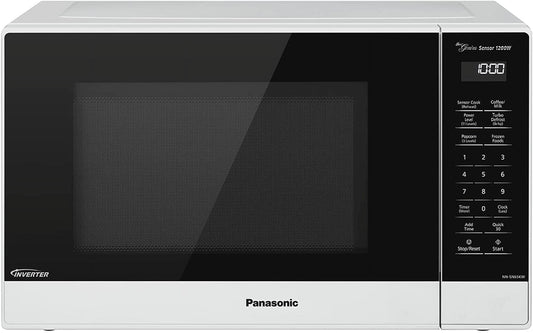 Panasonic NN-SN65KW Microwave Oven with Inverter Technology, 1200W, 1.2 cu.ft. Small Genius Sensor One-Touch Cooking, Popcorn Button, Turbo Defrost-NN-SN65KW-(White)