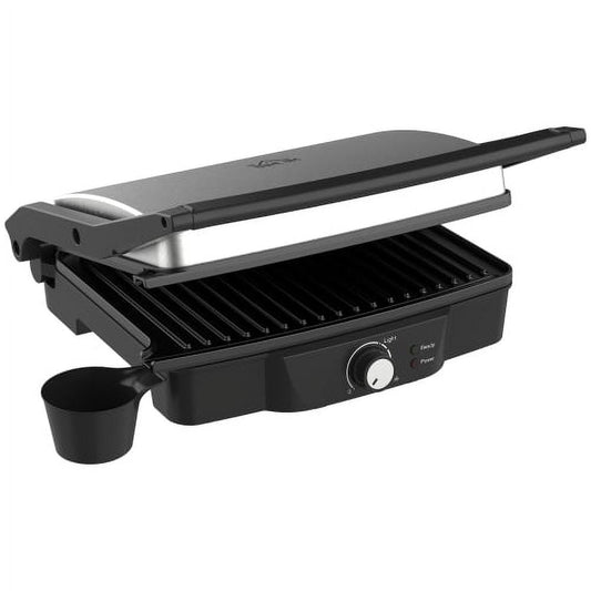 Panini Press Sandwich Maker, ZPL 4 Slice Panini Press Grill, Electric Indoor Grill with Locking Lid, Sandwich Maker with Non-Stick Double Plates, Opens 180 Degrees for Quesadillas, Burgers & More