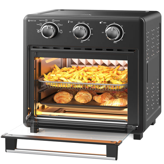 Paris Rhone 17 QT Air Fryer Toaster Oven with Viewing Window,11-in-1 Large Convection oven,Black................