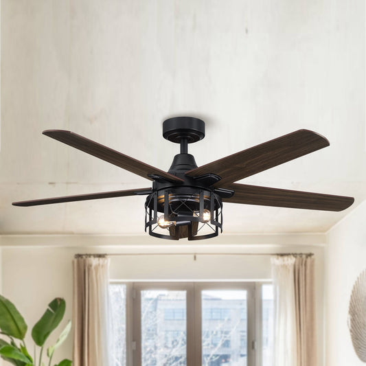 Parrot Uncle 52' Industrial Reversible 5-Blade LED Ceiling Fan with Remote