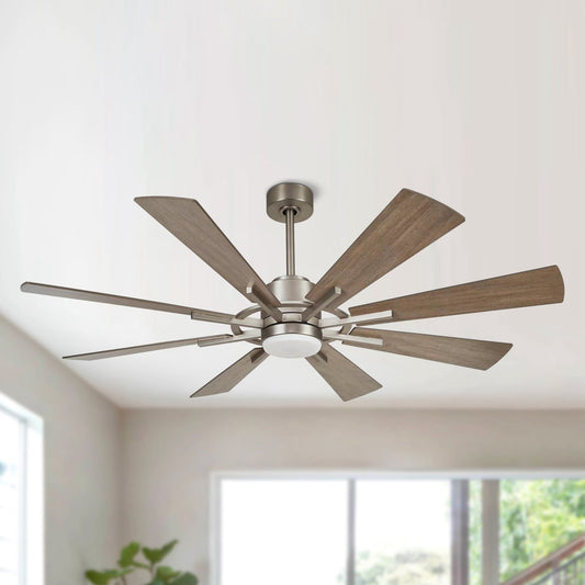 Parrot Uncle 60' Farmhouse 8-Blade Windmill LED Ceiling Fan with Light and Remote