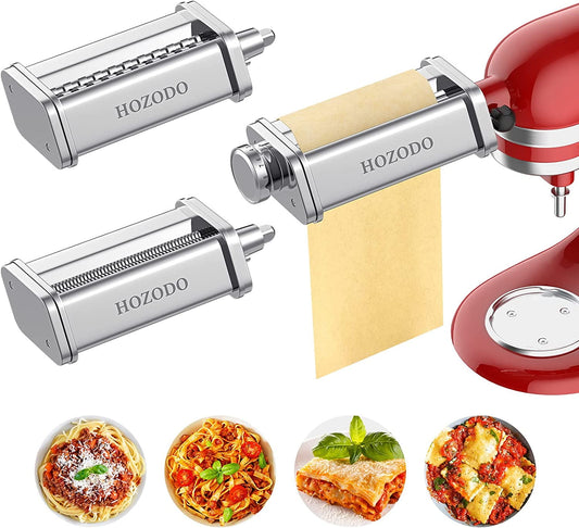 Pasta Attachment for KitchenAid Mixer, Includes Pasta Sheet Roller, Spaghetti Fettuccine Cutter, 3Pcs for Pasta Attachment by HAOFEI