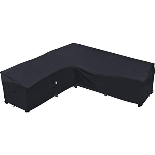 Patio Furniture Cover,Heavy Duty Outdoor Sectional Sofa Cover, 100'x100' Waterproof 600D Patio Sectional Couch Cover, Lawn Patio Furniture Cover(Midnight Black, V-Shaped-100 x100)