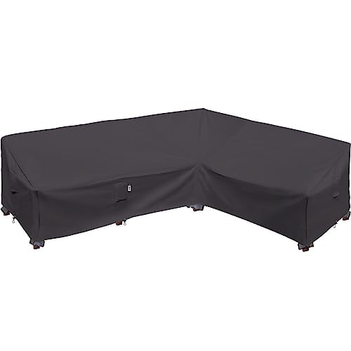 Patio Furniture Cover,Heavy Duty Outdoor Sectional Sofa Cover, 115'X83' L-Shaped Waterproof 600D Patio Sectional Couch Cover, Lawn Patio Furniture Cover (Storm Grey, L-Shaped-Right Facing-115 x83)