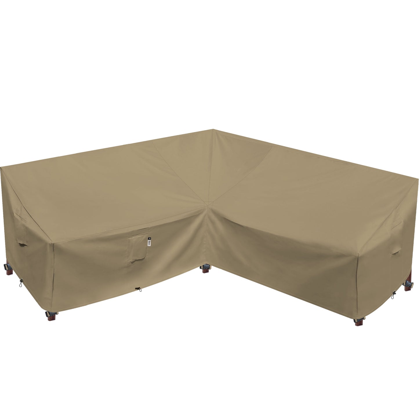 Patio Furniture Cover,Heavy Duty Outdoor Sectional Sofa Cover, 85'X85' V-Shaped 5-Seater Waterproof 600D Patio Sectional Couch Cover, Lawn Patio Furniture Cover,Desert Khaki