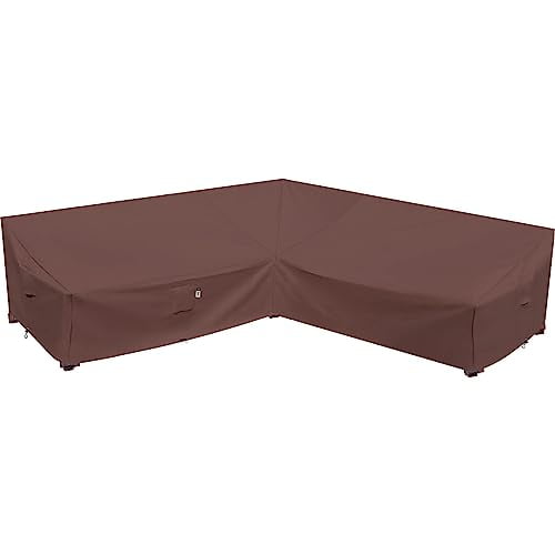 Patio Furniture Cover,Outdoor Sectional Cover, 115&#34;x115 V-Shaped Waterproof 600D Patio Couch Sofa Cover, Lawn Outside Patio Furniture Winter Cover