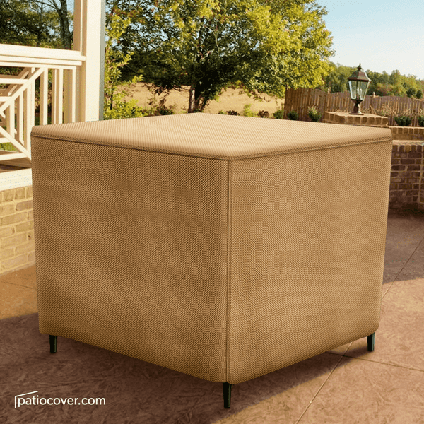 Patio Large Waterproof Ottoman Cover - Outdoor Square Side Table Covers - Patio Ottoman Washable Cover - Heavy Duty Furniture 36 Inch Beige