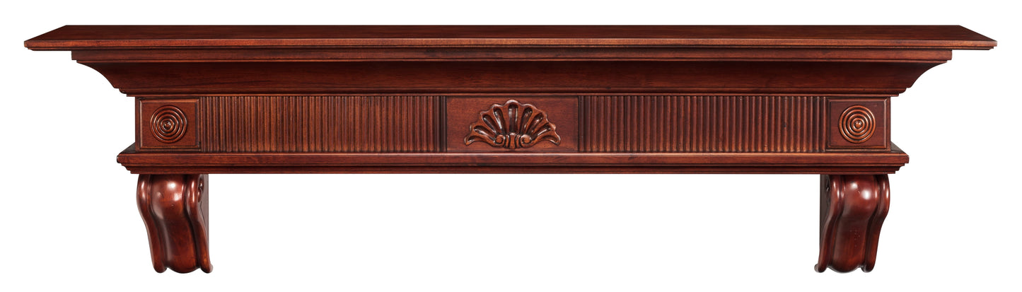 Pearl Mantels Devonshire Traditional Premium Wood Mantel Shelf, Lightly Distressed Cherry Finish, 60'L & 9'D, Versatile Hanging Choices, with or without Corbels (Included)