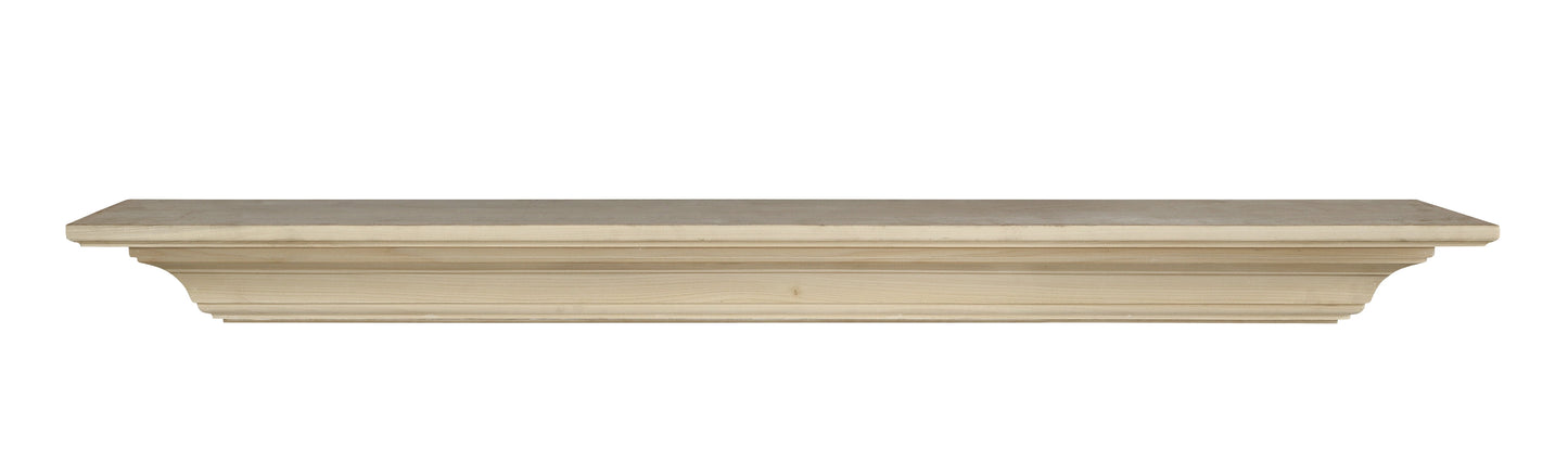 Pearl Mantels Homestead Traditional Premium Wood Mantel Shelf, Unfinished, Paint and Stain Grade, 60'L x 10'D x 5'H