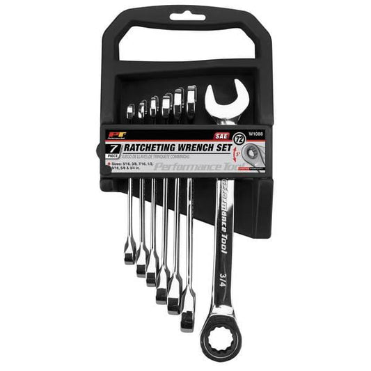 Performance Tool 7-Piece SAE Ratcheting Wrench Set