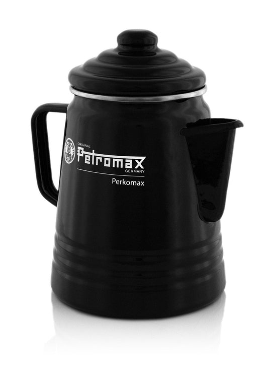 Petromax Tea and Coffee Percolator, Use Indoor/Outdoors for Home Kitchen or Campfire, Enameled Steel Coffee and Tea Pot Brews to your Taste, 5-6 Cup Capacity, Black