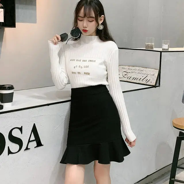 Skirts Women High Waist Elegant Office Lady Solid Simple All-match Fashion Autumn Korean Version Above Knee New Casual Popular