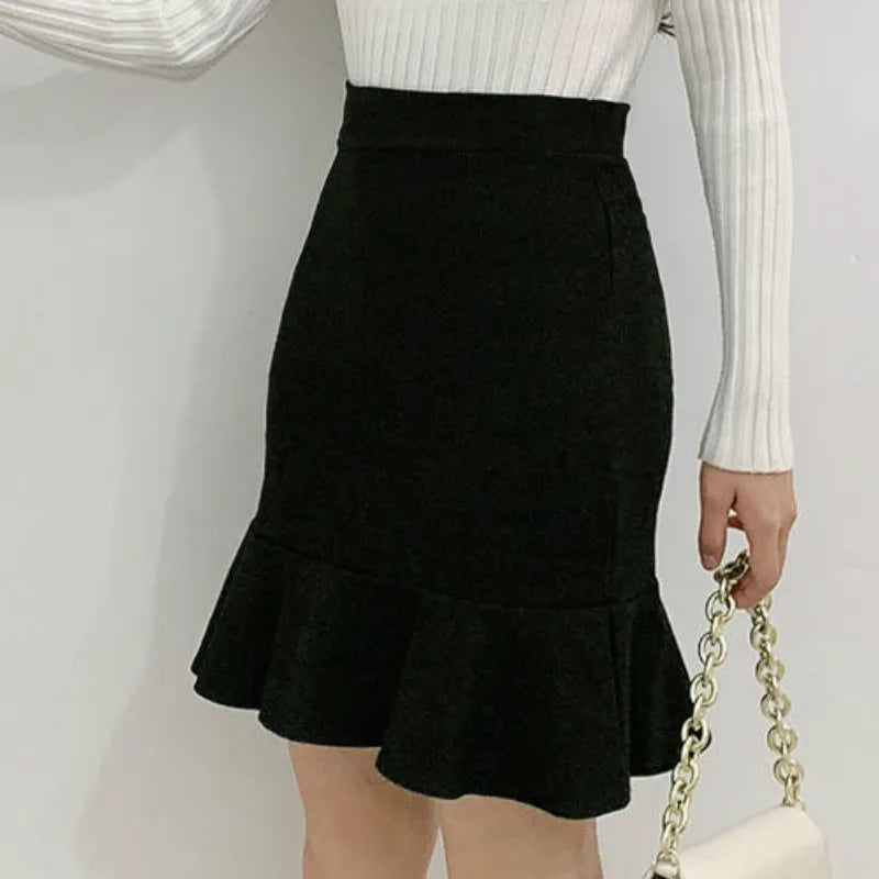 Skirts Women High Waist Elegant Office Lady Solid Simple All-match Fashion Autumn Korean Version Above Knee New Casual Popular