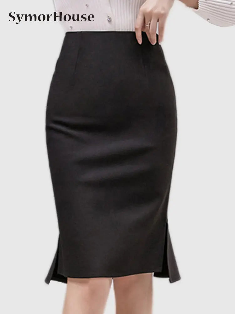 Women Pencil Skirt New Spring Summer Fashion Sexy Slim Split OL Office Ladies Work High Waist Black Mermaid Skirts Female