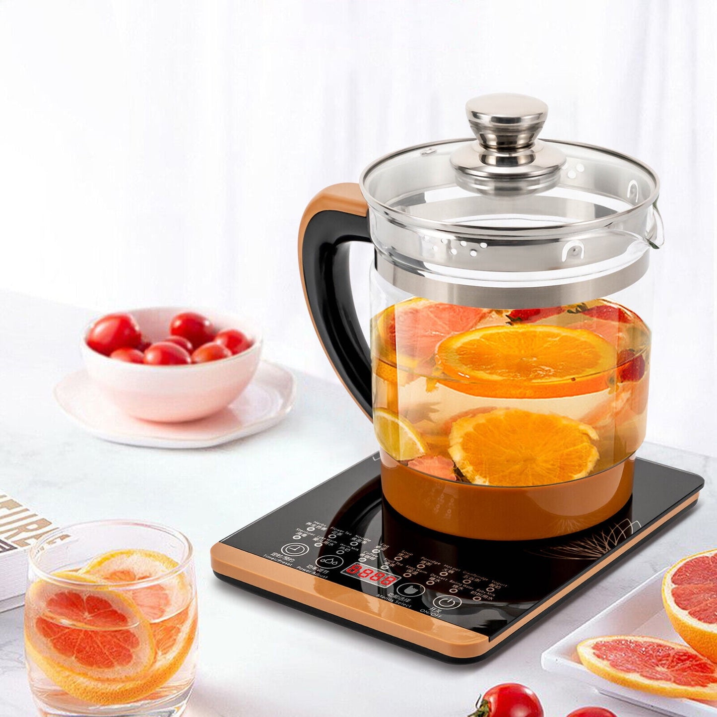 1.8L Electric Tea Kettle Hot Water Boiler Pot With Filter + Digital Heating Base