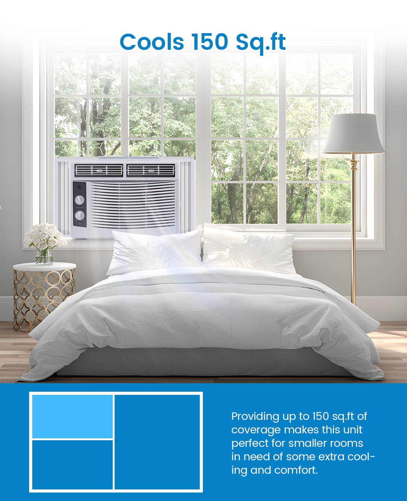 Patikuin 5,000 BTU Window-Mounted Air Conditioner 115V with Remote/APP Control and ECO Mode