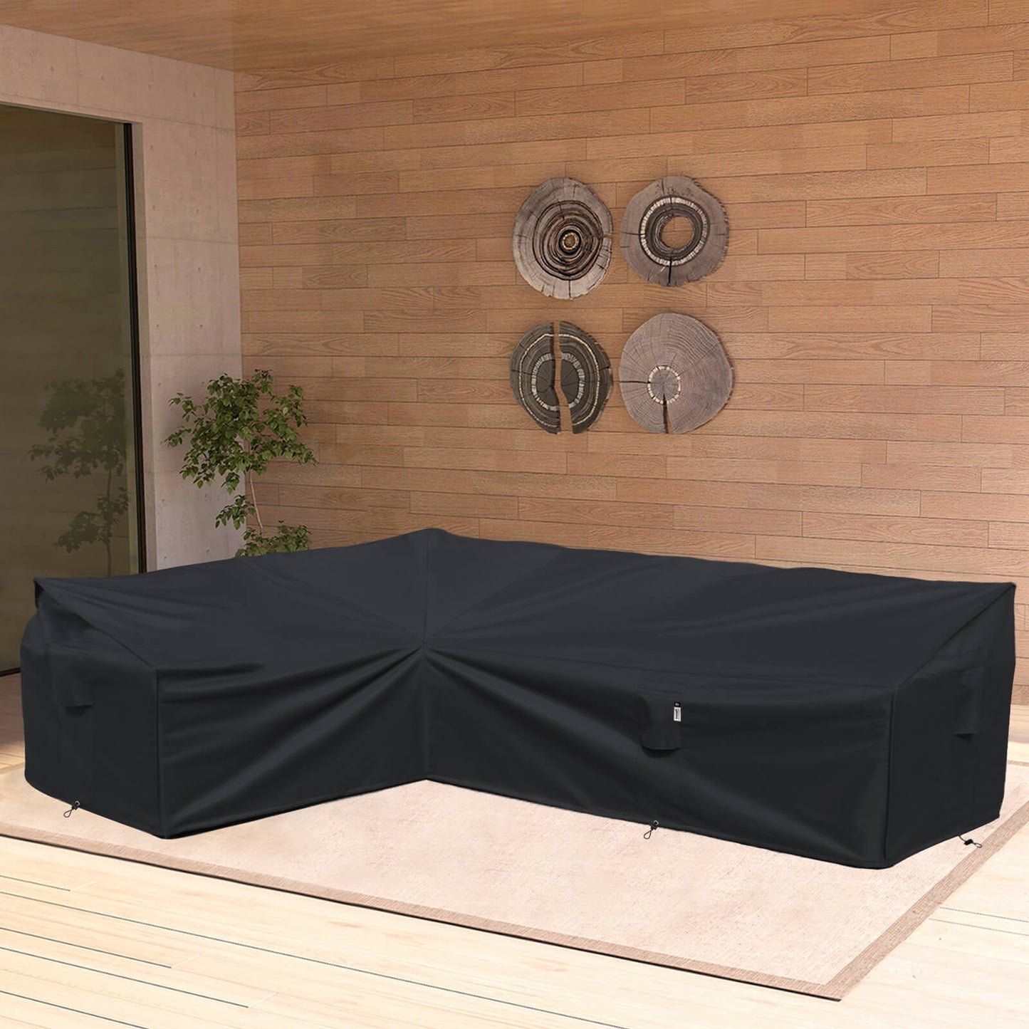 Patio Furniture Cover,Heavy Duty Outdoor Sectional Sofa Cover, 83'X115' L Shaped Waterproof 600D Patio Sectional Couch Cover, Lawn Patio Furniture Cover (Midnight Black, L-Shaped-Left Facing-83 x115)