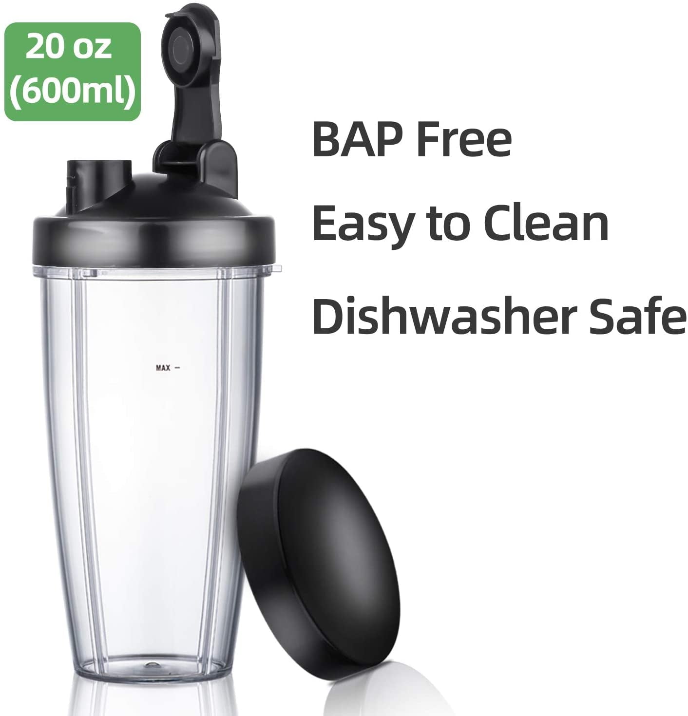 Personal Smoothie Blender 600 Watts BPA-Free Travel Bottle Dishwasher Safe Easy to Use Powerful Smoothie Maker for Shakes, Frozen Drinks, and More