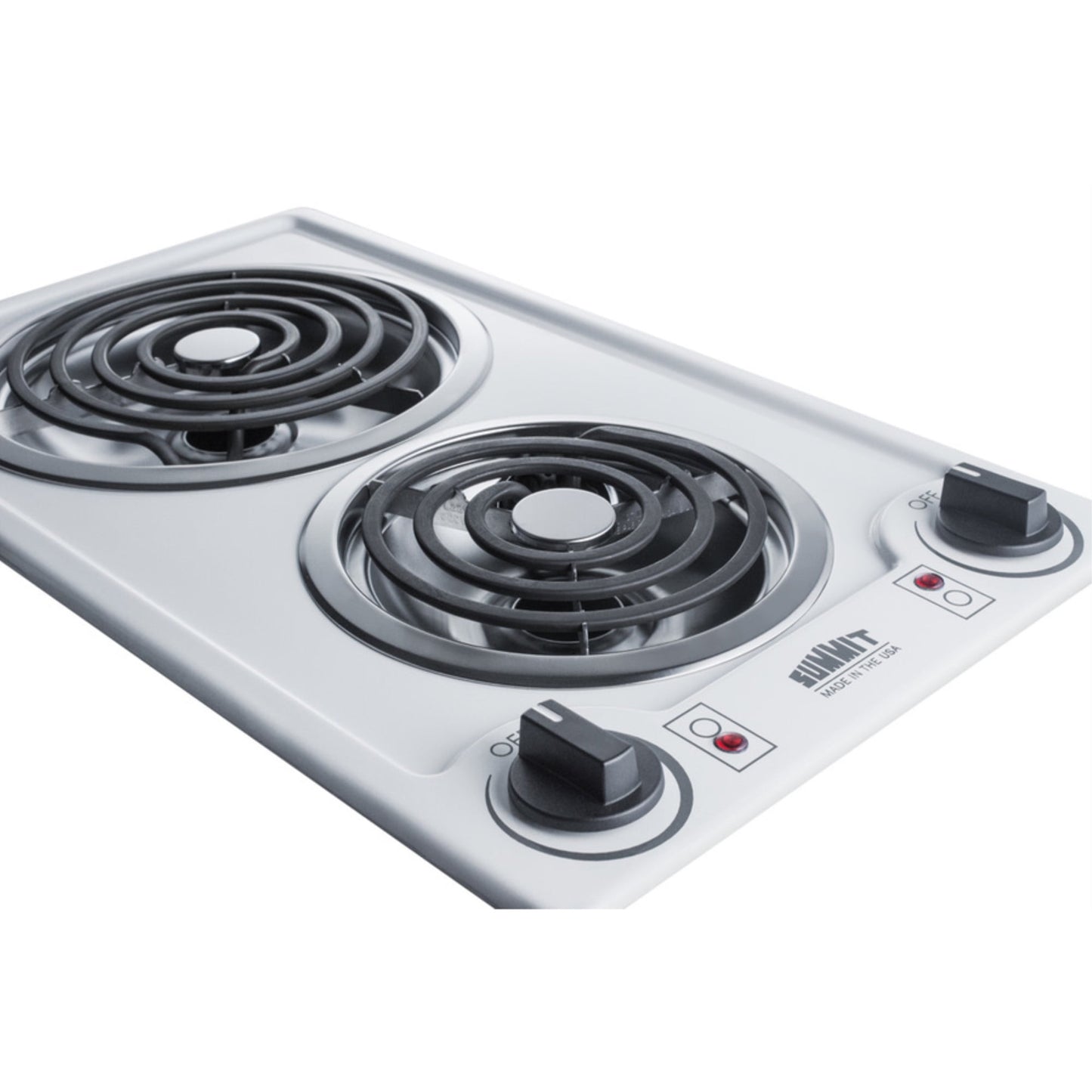 115V 2-burner coil cooktop in white, made in the USA