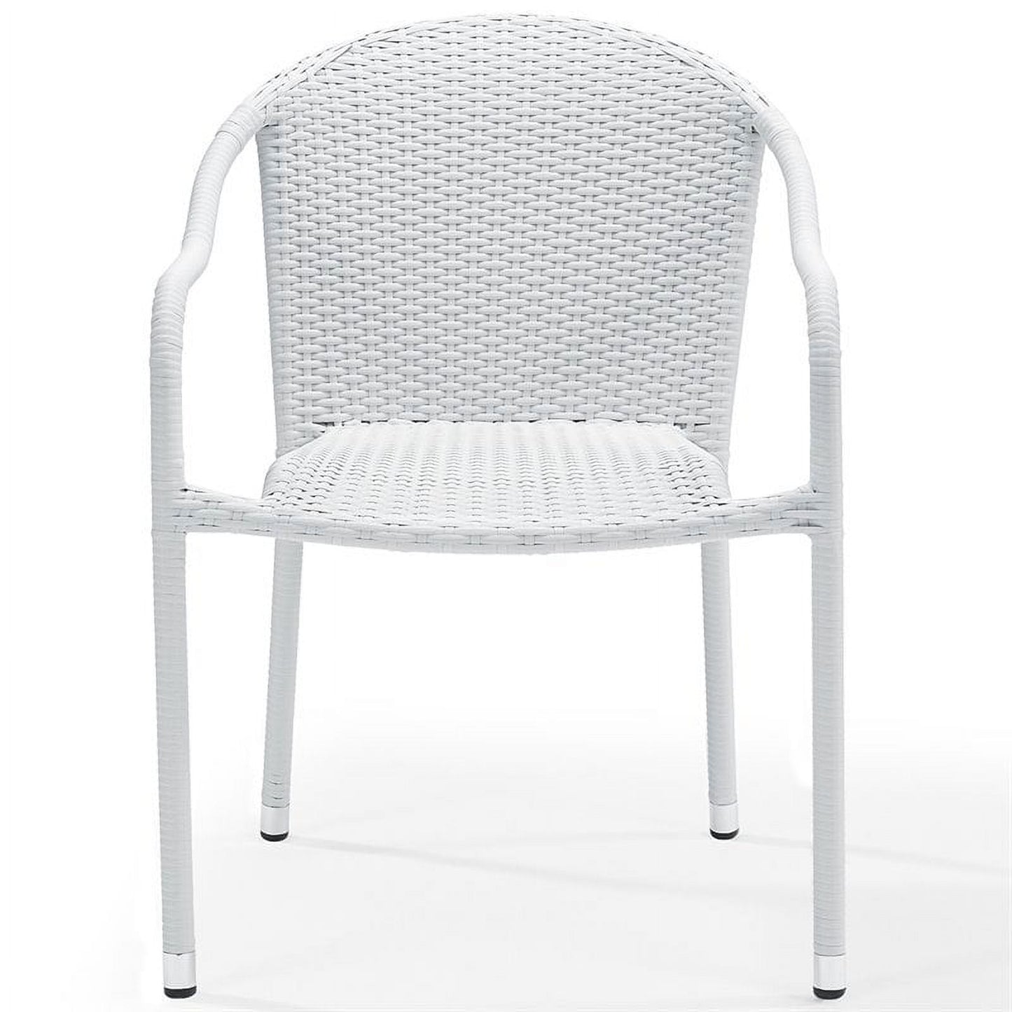 Pemberly Row Outdoor All Weather Wicker Resin Patio Stackable Chair in White (Set of 4)