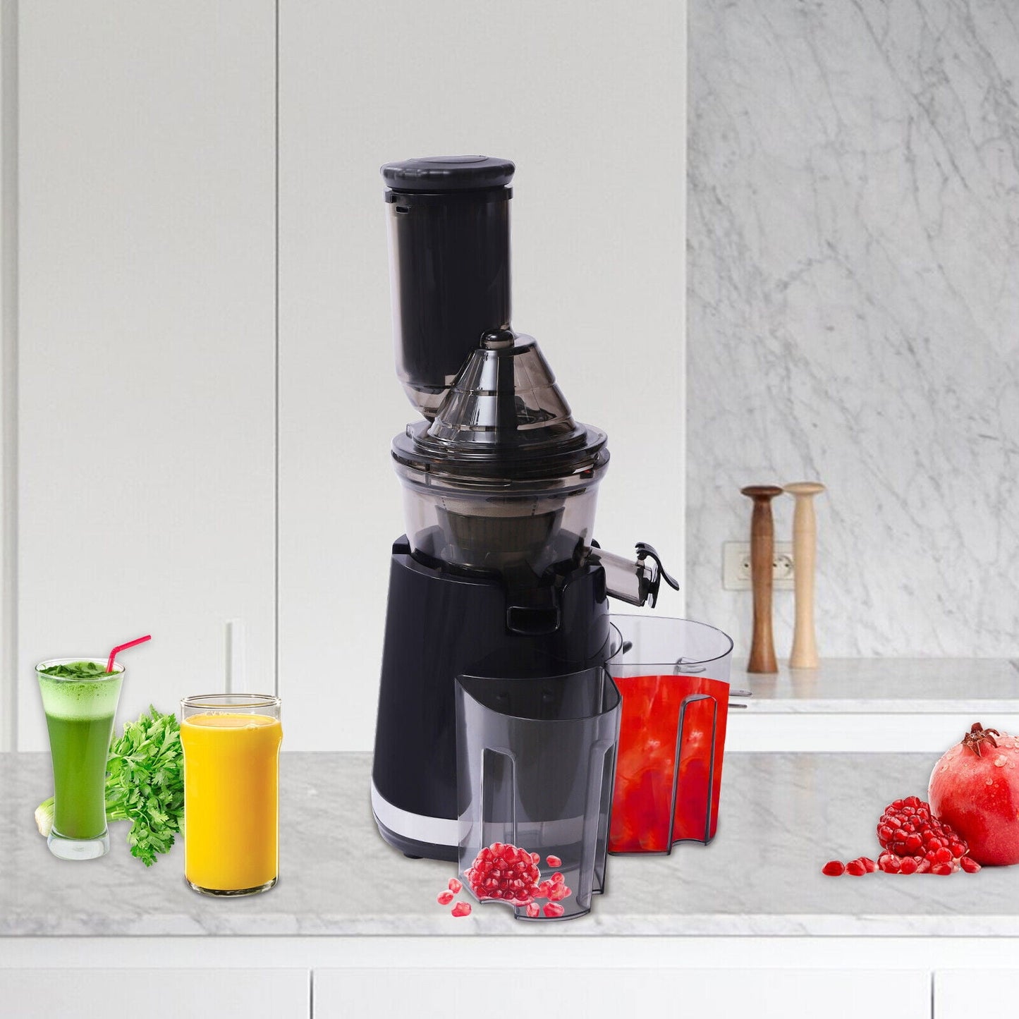 110v Kitchen Quiet Slow Juicer, Masticating Juicer Machine Cold Press Extractor 250w AJM-400B 45rpm