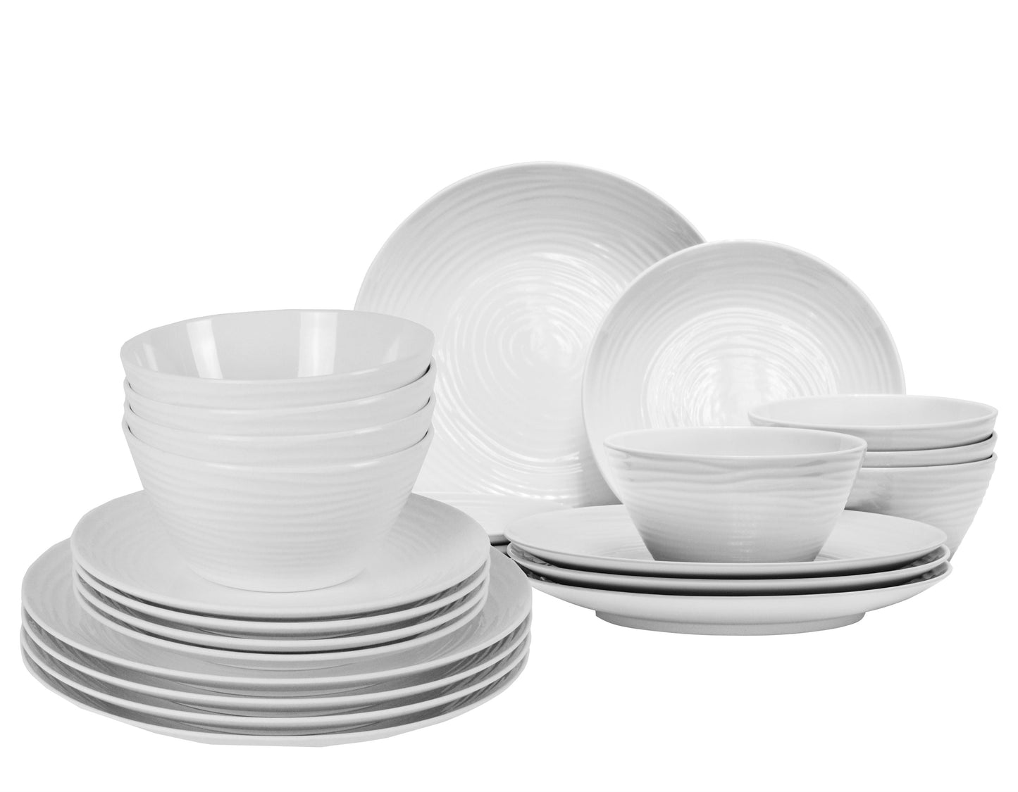 Parhoma 24-Piece Modern White Melamine Dinnerware Set Service for 8 People