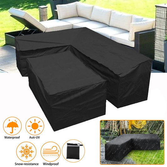 Patio L-Shaped Sofa Cover,Outdoor Sectional L-Shaped Furniture Cover Waterproof Heavy Duty Garden Couch Protective Cover Garden Furniture Cover for Rain Snow Dust