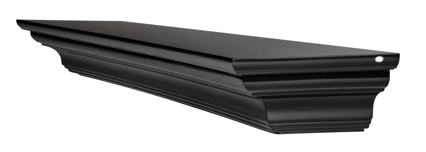 Pearl Mantels Crestwood Clean, Sophisticated Premium Black MDF Mantel Shelf, 48'L x 10'D x 5'H, Precision Black Paint