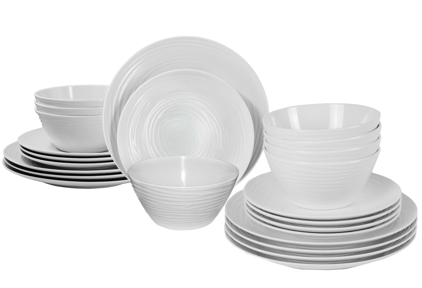 Parhoma 24-Piece Modern White Melamine Dinnerware Set Service for 8 People