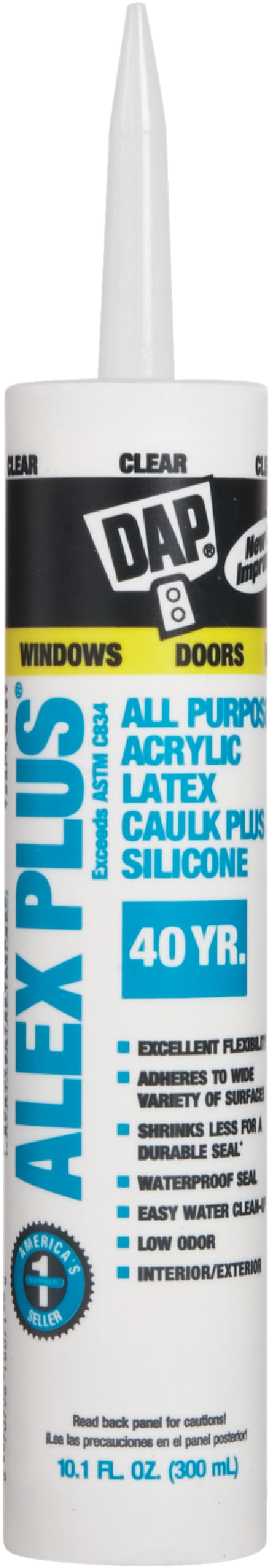 12 Pack of 10.1 oz Dap 18071 Alex Plus Clear All Purpose Acrylic Latex Caulk Plus Silicone