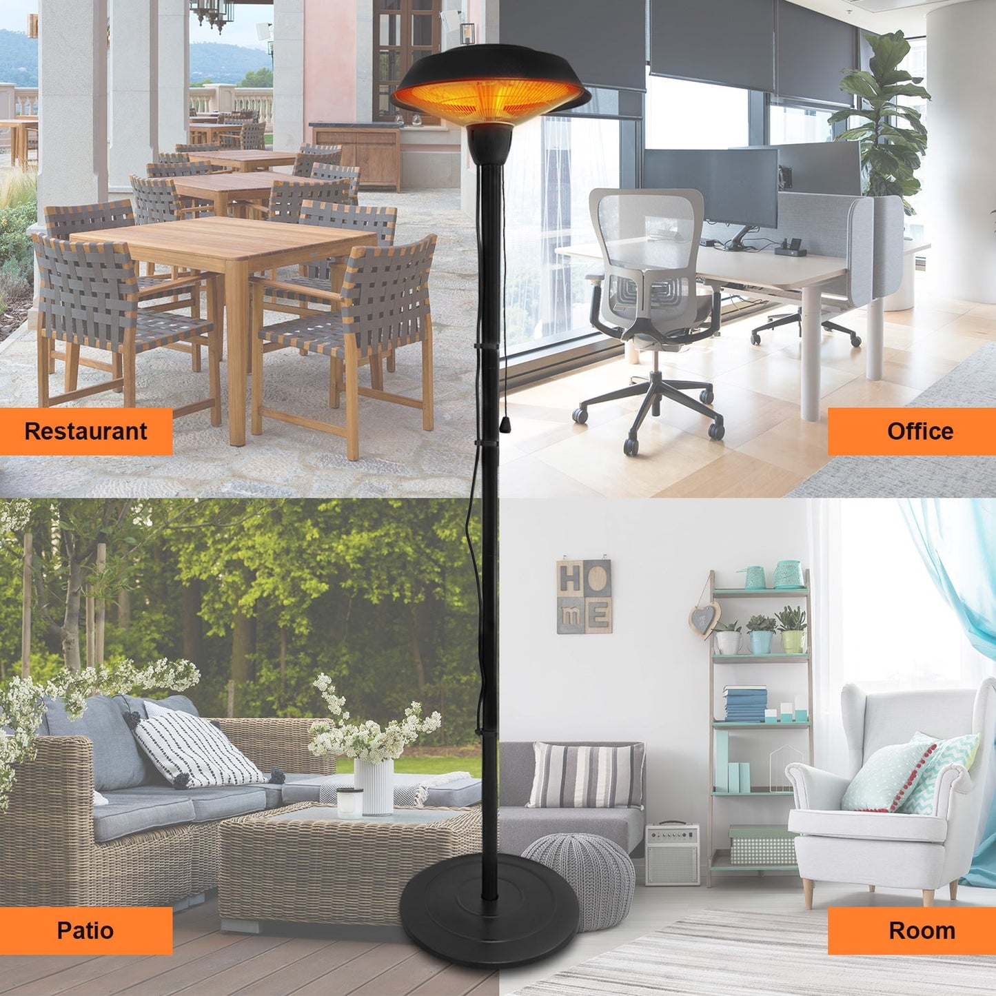 Patio Electric Heater - Black, 1500W | Gorilla Gadgets (EPH-BLK)