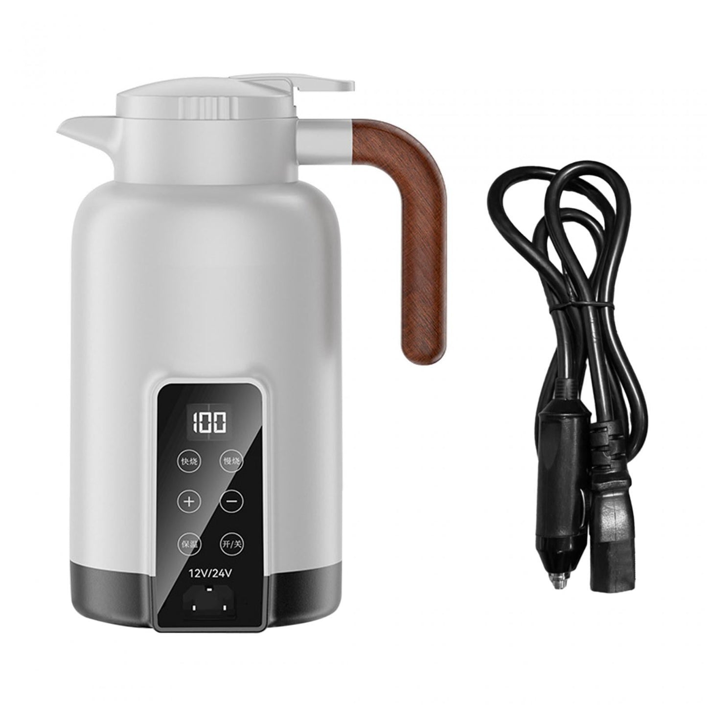 perfk Car Heating Cup 1.3L Auto Heating Kettle for Tea Heating Water Beverage White