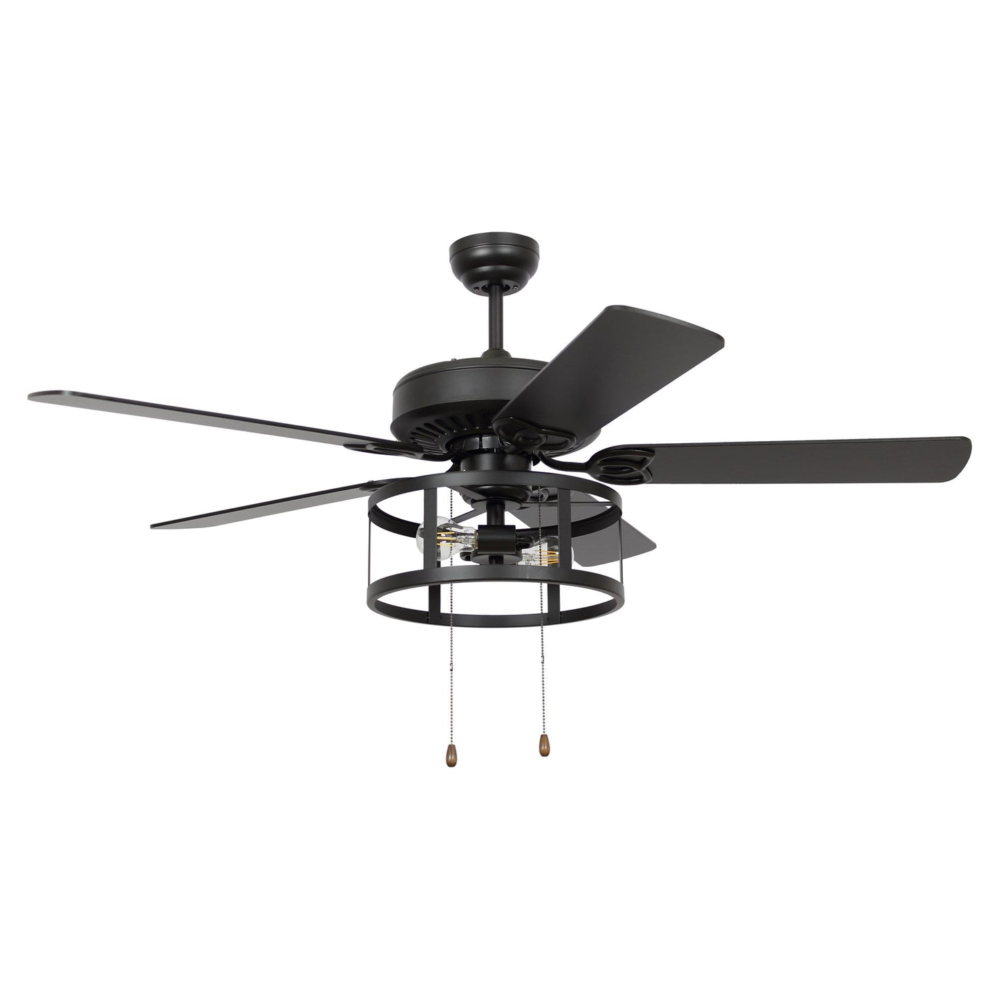 Parrot Uncle Ceiling Fans with Lights and Pull Chain Black Ceiling Fan with Light 52 inch Industrial Indoor Ceiling Fan with Light