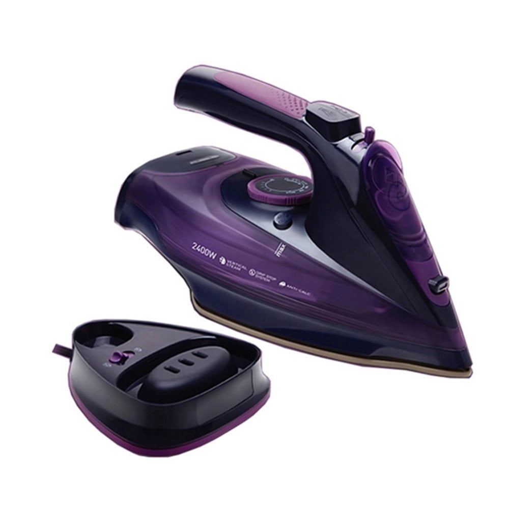 PENGXIANG Rechargeable Cordless Iron 2400 Watt Anti-Drip Non-Stick Soleplate Iron New Purple