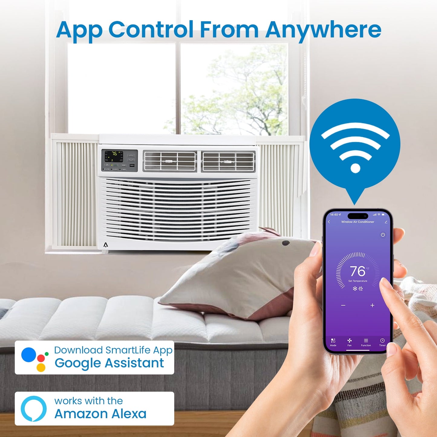 Patikuin 8,000 BTU Window-Mounted Air Conditioner 115V with Remote/APP Control and ECO Mode