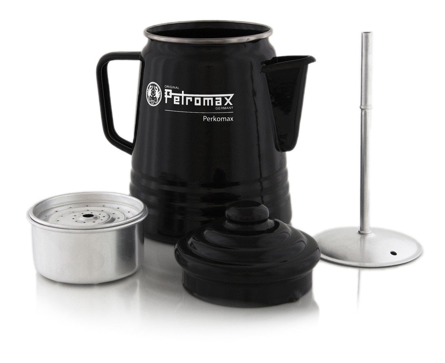 Petromax Tea and Coffee Percolator, Use Indoor/Outdoors for Home Kitchen or Campfire, Enameled Steel Coffee and Tea Pot Brews to your Taste, 5-6 Cup Capacity, Black