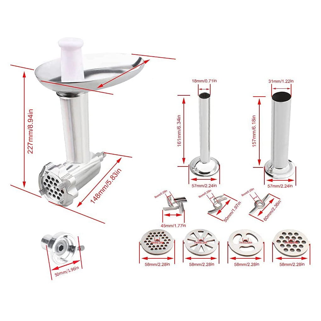 1111Fourone Stand Mixer Attachment Food Grinder Set Kitchen Grinding Tools Replacement for Kenwood Chef