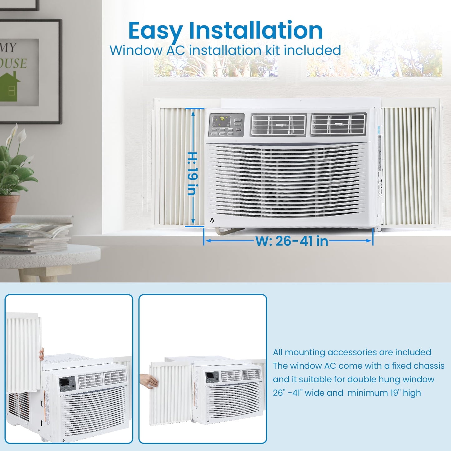 Patikuin 10,000 BTU Window-Mounted Air Conditioner 115V with Remote/APP Control and ECO Mode