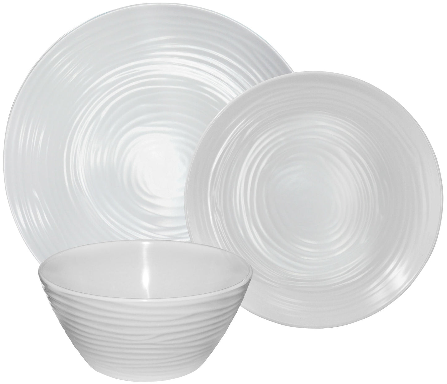 Parhoma 24-Piece Modern White Melamine Dinnerware Set Service for 8 People