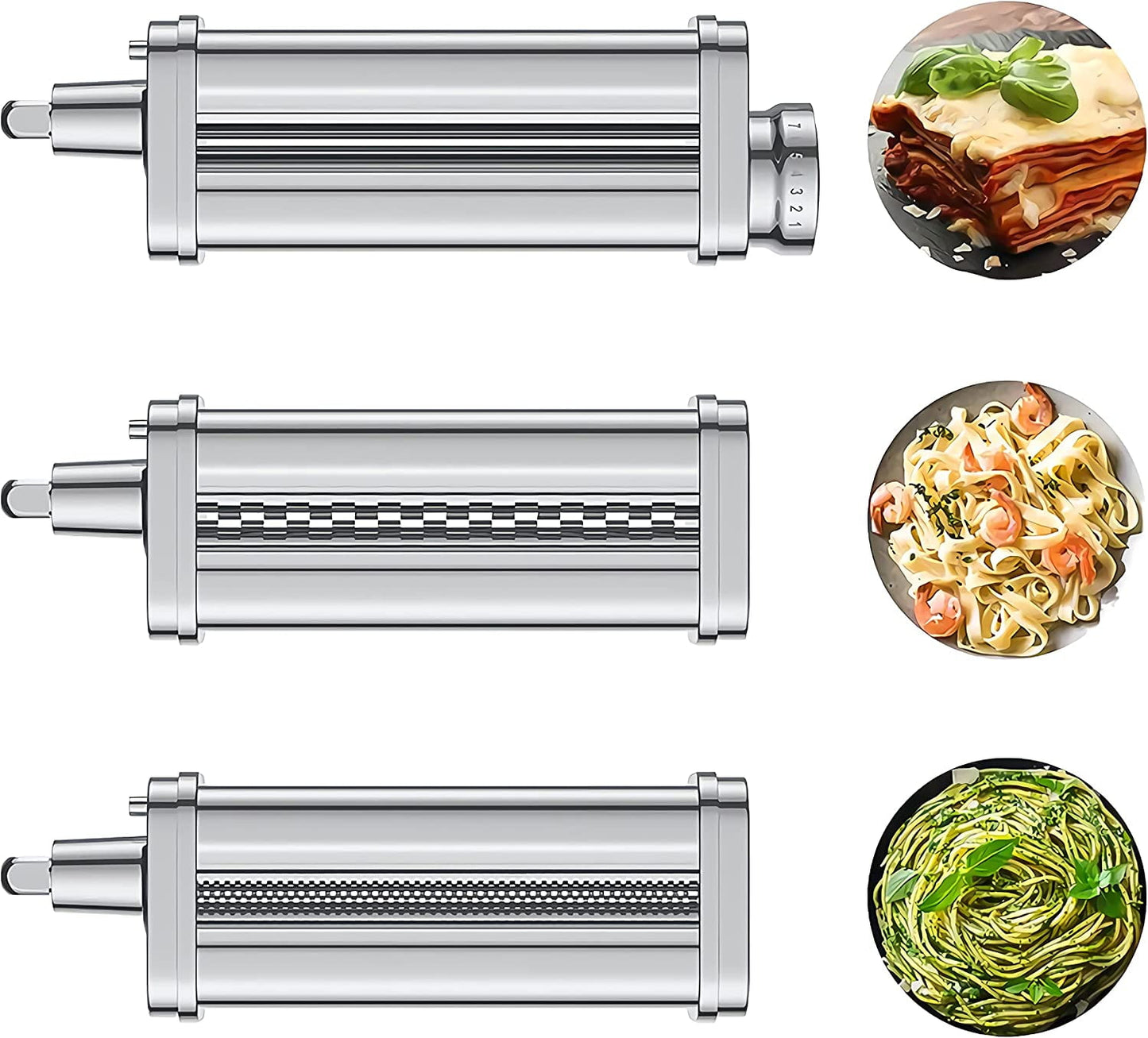 Pasta Attachment for Kitchenaid Stand Mixer,QINBI 3 Piece Pasta Maker Machine with Pasta Roller and Cutter Set for Dough Sheet, Spaghetti and Fettuccine kitchenaid Attachments for Mixer