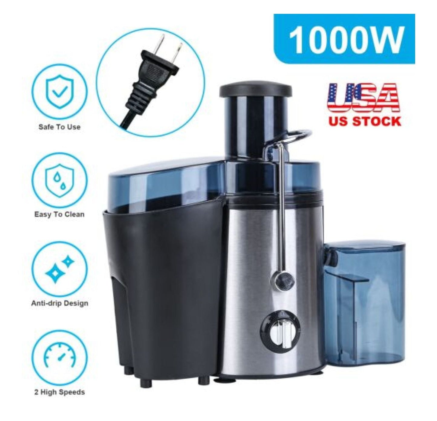 1000W Electric Juicer Fruit Vegetable Blender Juice Extractor Citrus Machine New