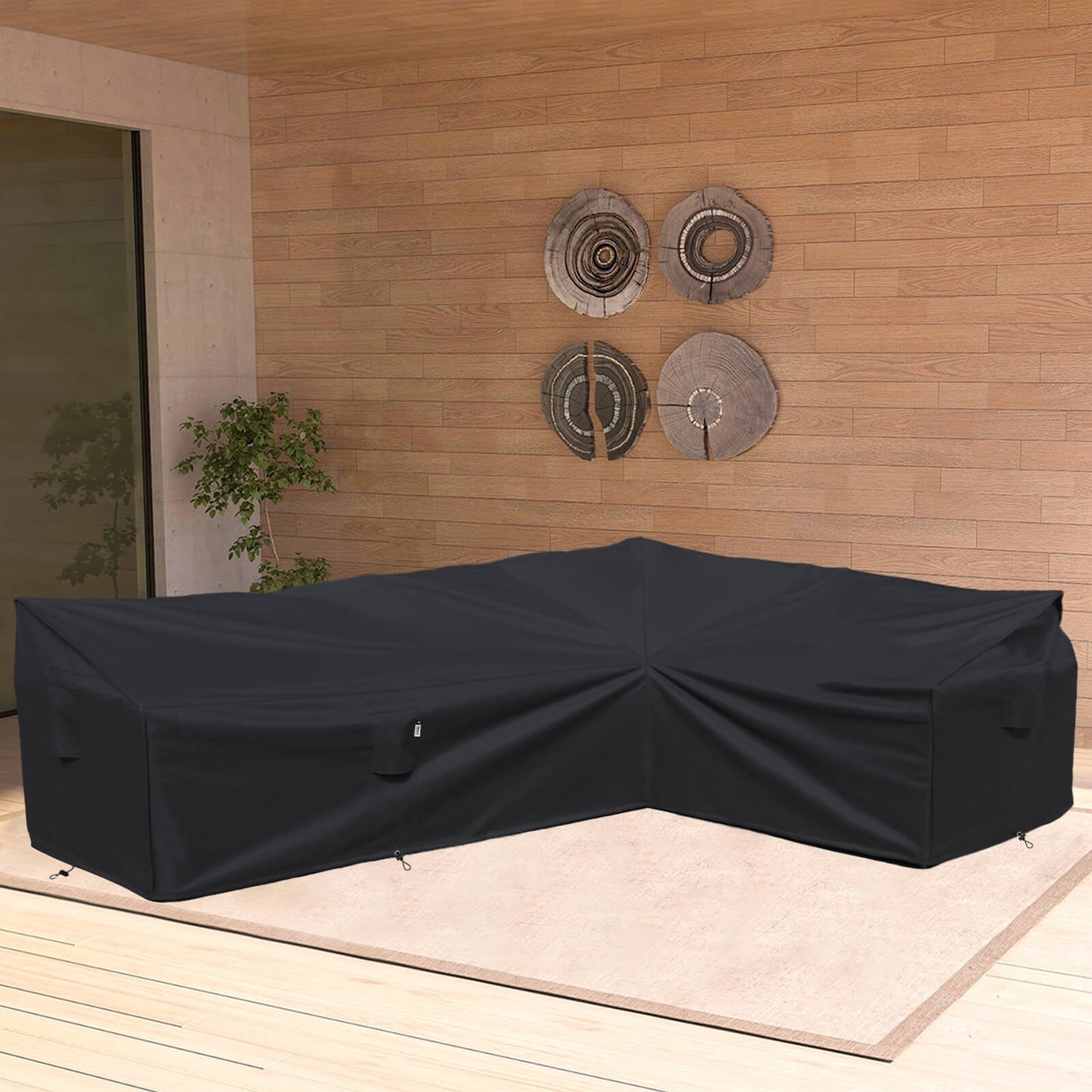 Patio Furniture Cover,Heavy Duty Outdoor Sectional Sofa Cover, 104'X83' Waterproof 600D Patio Sectional Couch Cover, Lawn Patio Furniture Cover(Midnight Black,L-Shaped-Right Facing-104 x83)