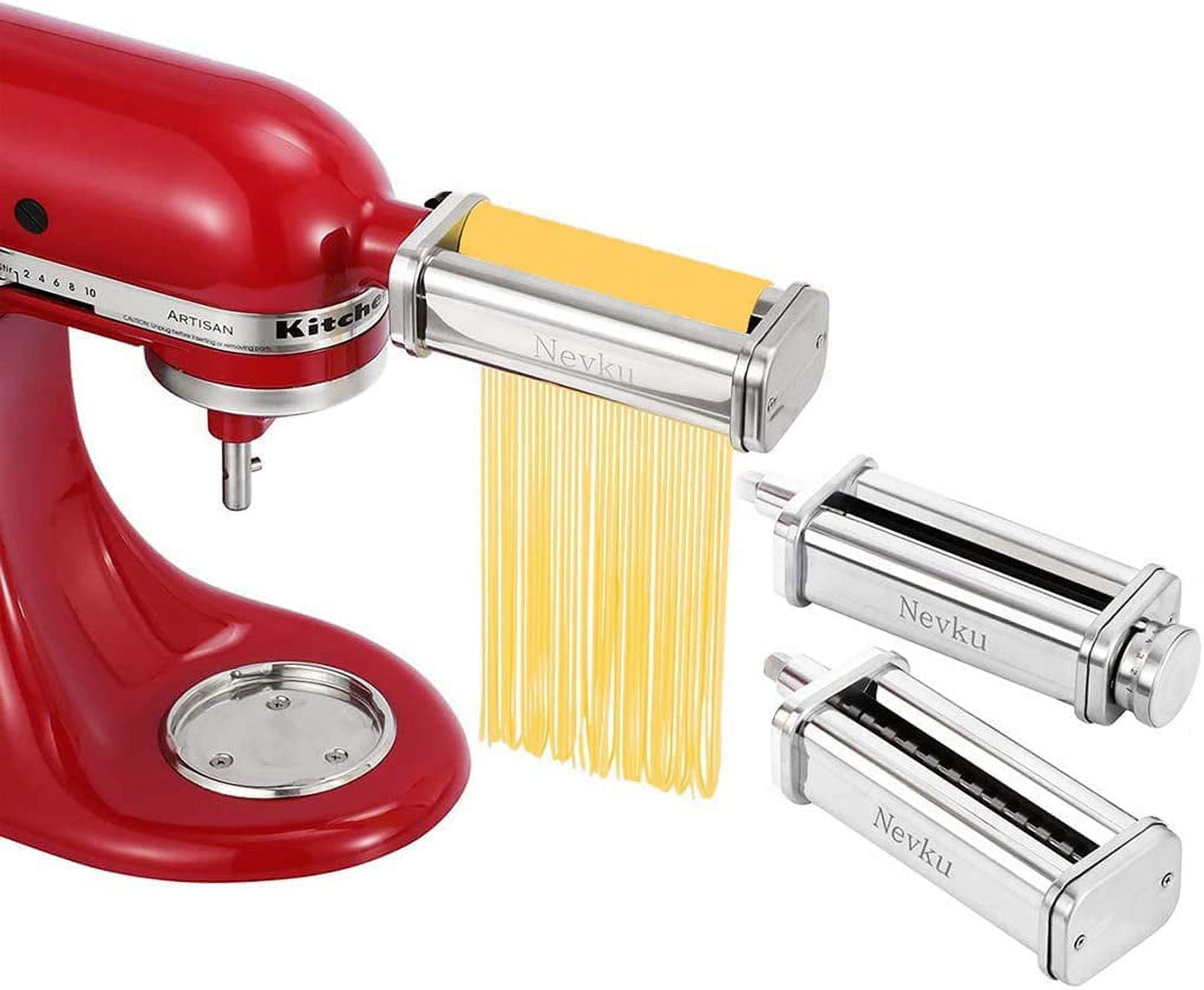 Pasta Maker Attachments Set for all KitchenAid Stand Mixer, including Pasta Sheet Roller, Spaghetti Cutter, Fettuccine Cutter by QINBI