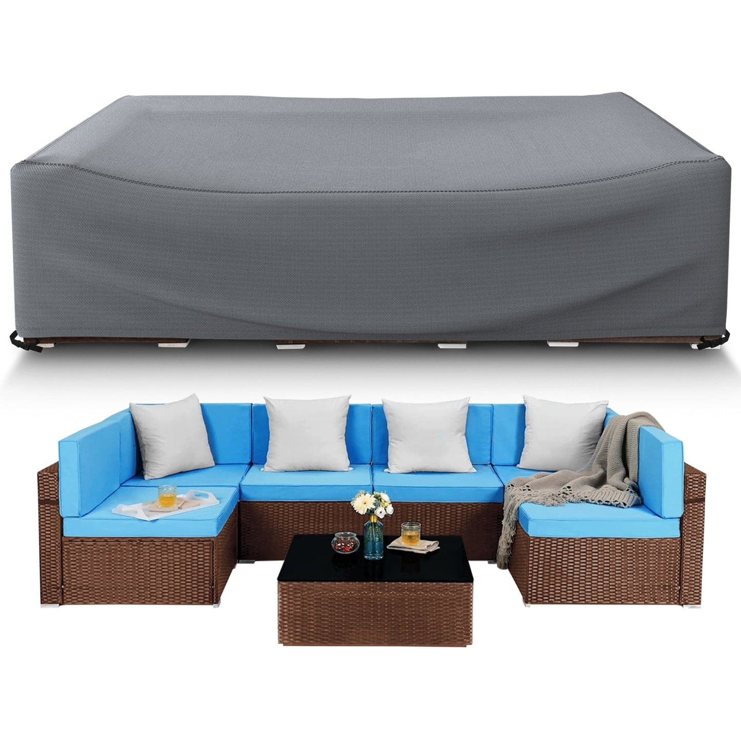 Patio Furniture Cover Waterproof Oxford UV-Resistant & Heavy Duty 126'x64'x28'