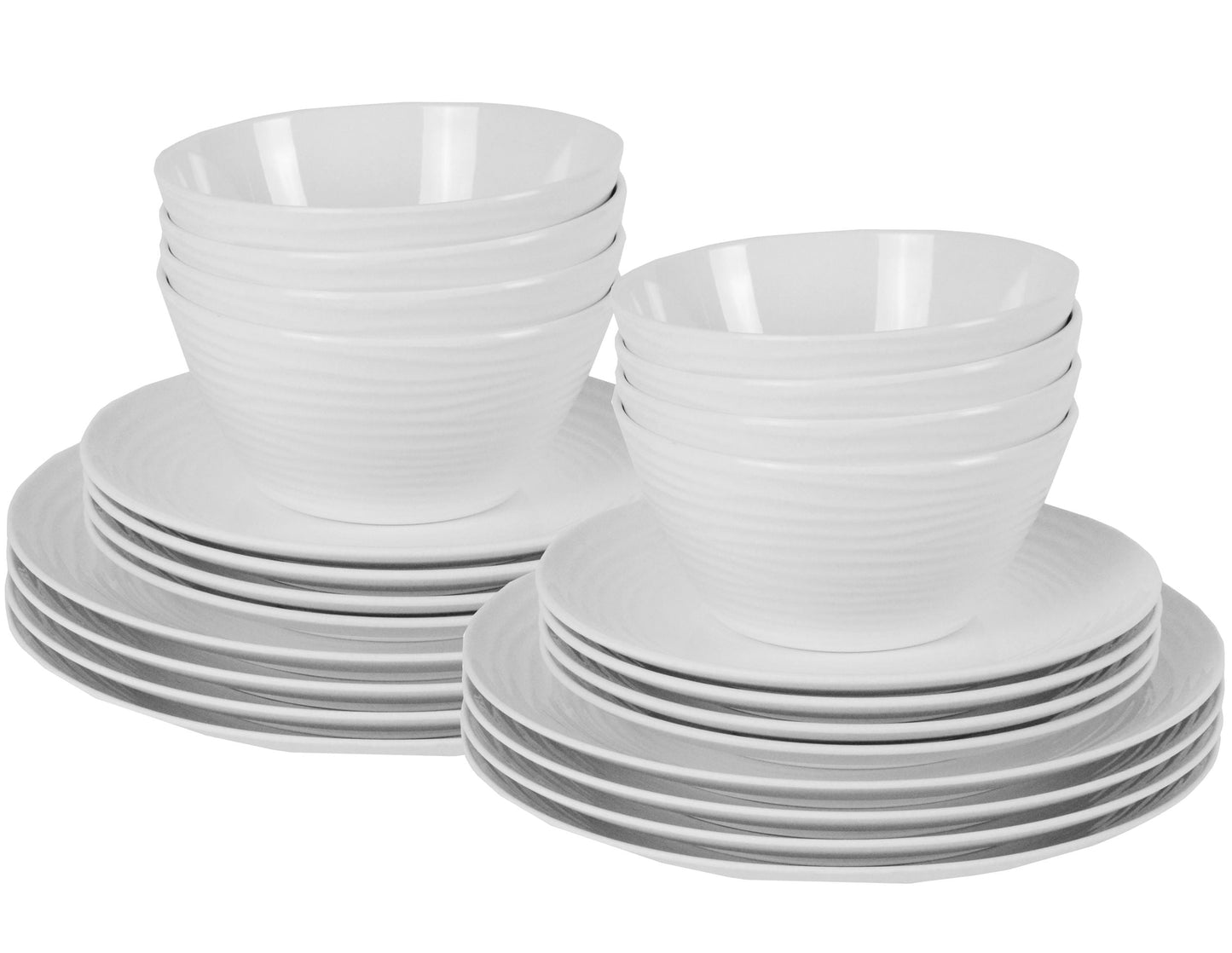 Parhoma 24-Piece Modern White Melamine Dinnerware Set Service for 8 People