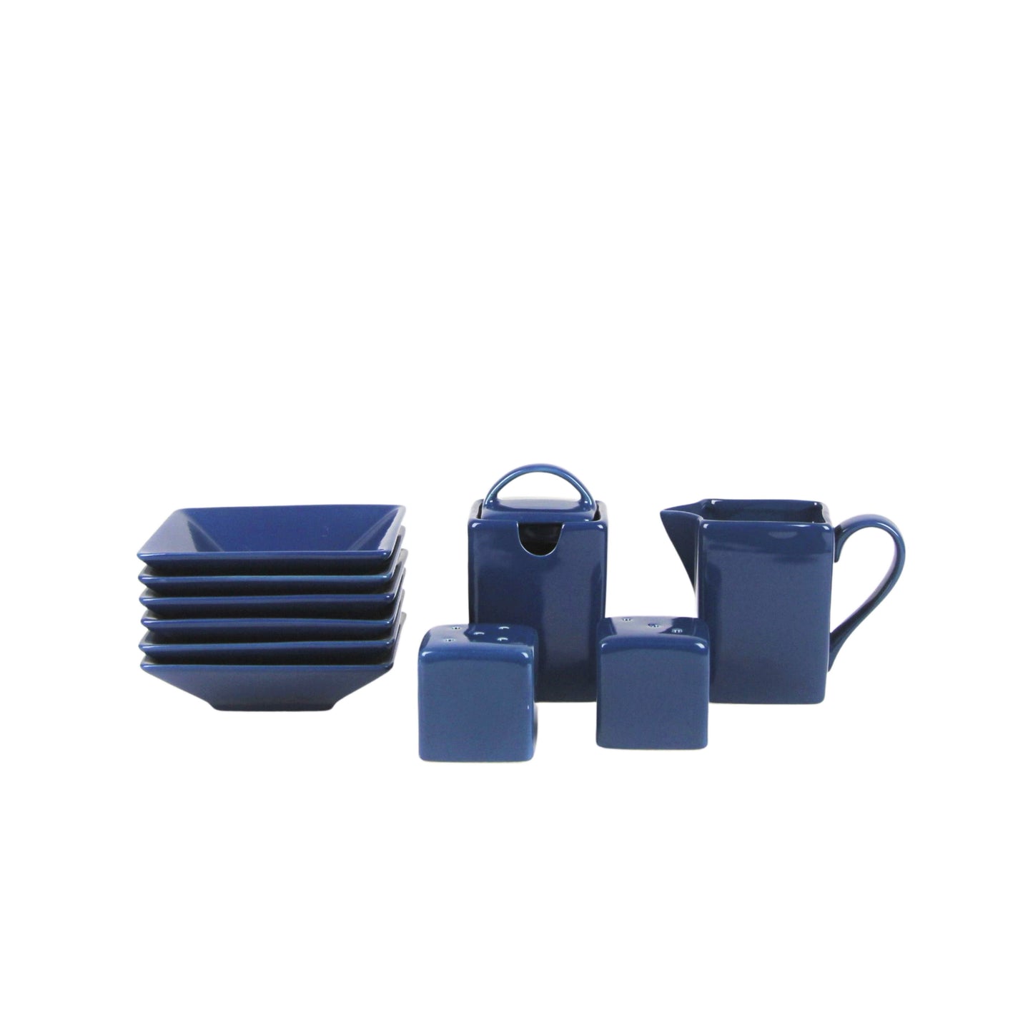 10 Strawberry Street Nova Square 45 Piece Stoneware Dinnerware Set, Dark Blue