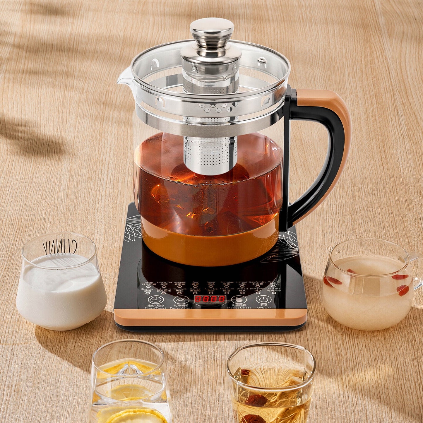 1.8L Electric Tea Kettle Hot Water Boiler Pot With Filter + Digital Heating Base