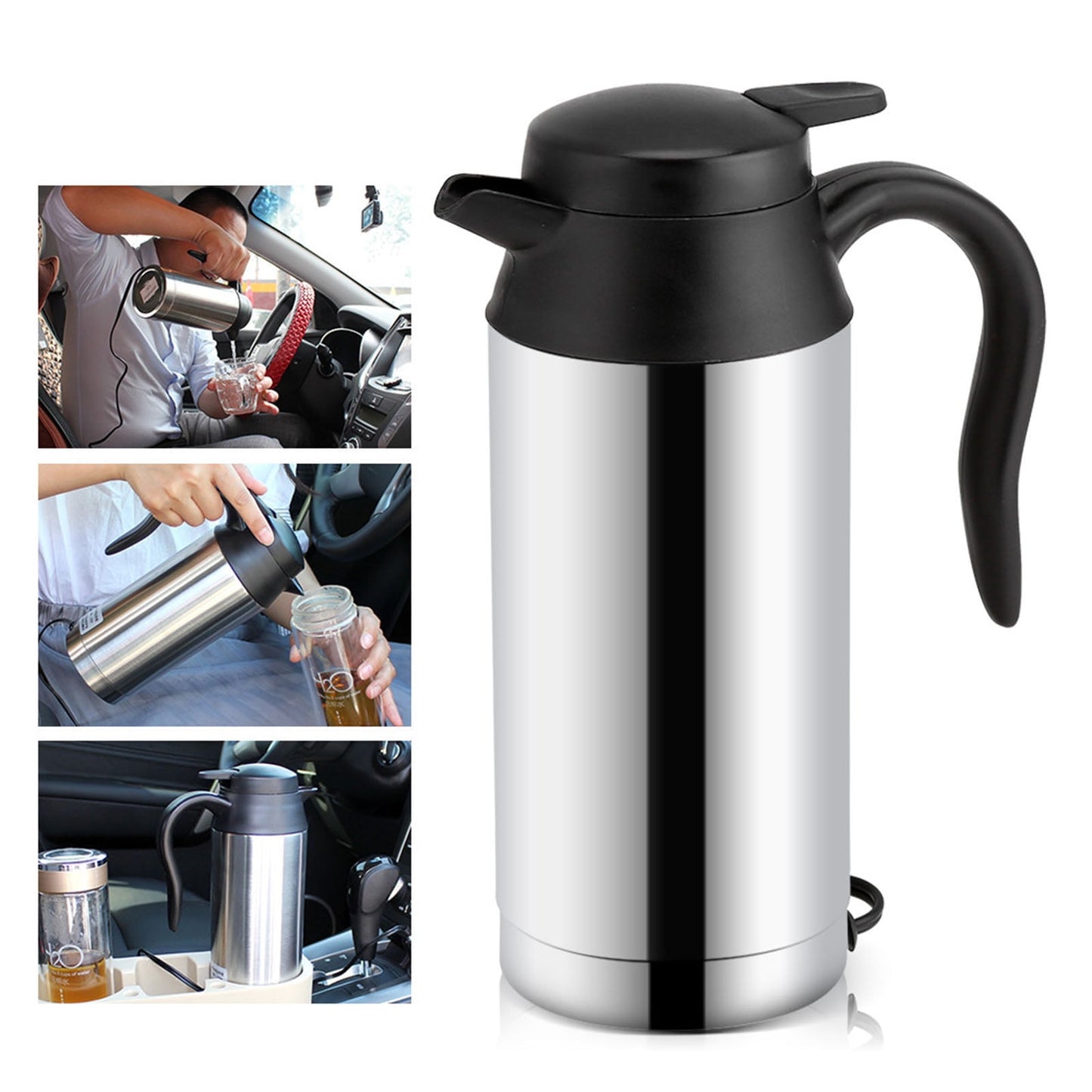 u003cpu003eu003cbu003e12V 750ml Stainless Steel Electric Car Kettle Heating Cup Coffee Mug Travel Water Bottleu003c/bu003e u003c/pu003e