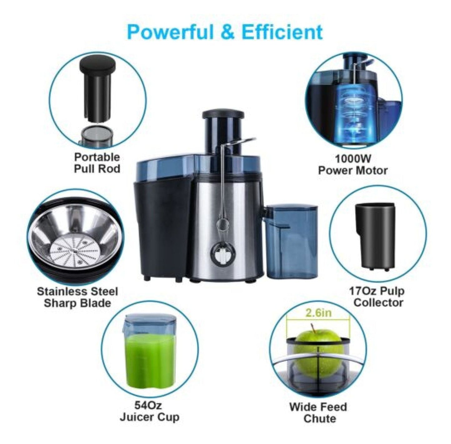 1000W Electric Juicer Fruit Vegetable Blender Juice Extractor Citrus Machine New